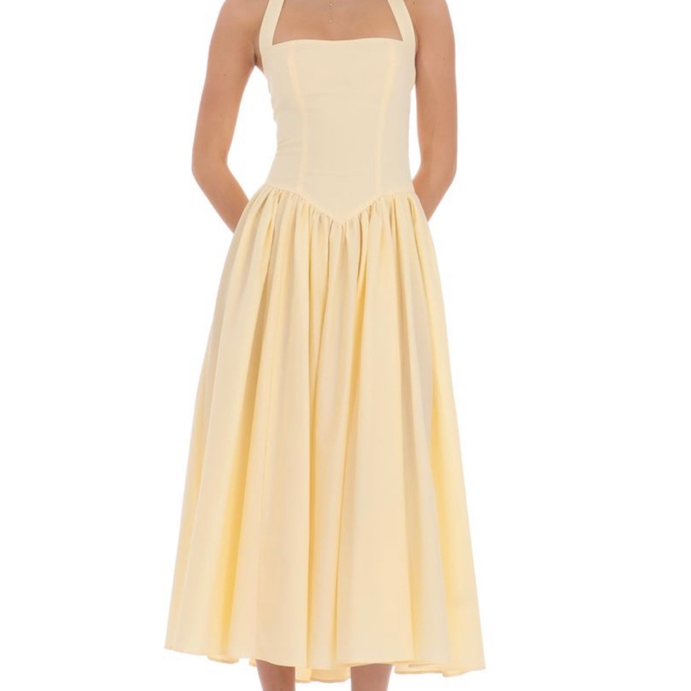 Lucy in the Sky Yellow Halter Sundress Midi